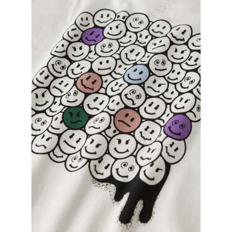 T-shirt en coton biologique blanc à imprimé avec une coupe droite et un col rond - Image 3