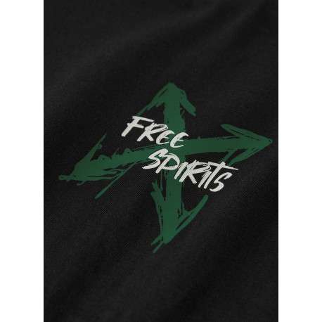 T-shirt en coton biologique noir à imprimé avec une coupe droite et un col rond - Image 3