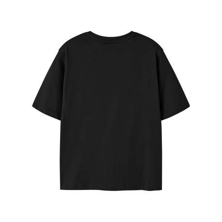 T-shirt en coton biologique noir à imprimé avec une coupe droite - Image 2