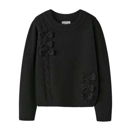 Pull noir uni avec une coupe droite et des manches longues