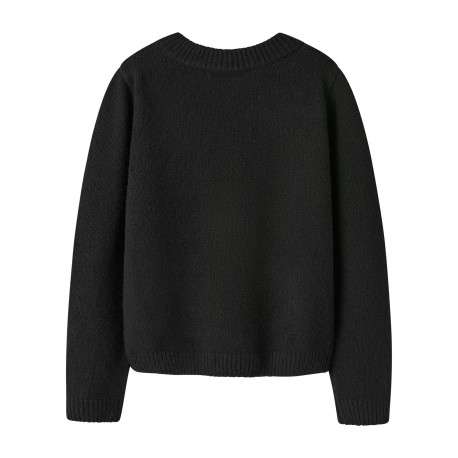 Pull noir uni avec une coupe droite et des manches longues - Image 2