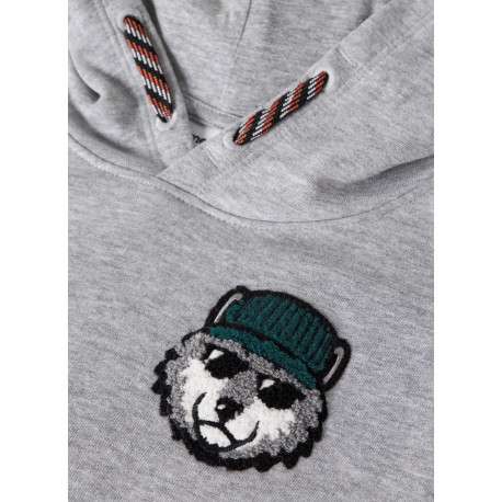 Sweat en coton gris à imprimé avec une coupe droite et une capuche - Image 3