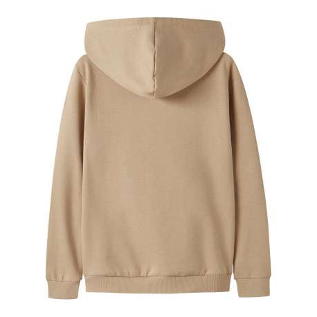 Sweat en coton beige à imprimé avec une coupe droite et une capuche - Image 2