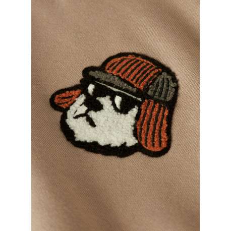 Sweat en coton beige à imprimé avec une coupe droite et une capuche - Image 3