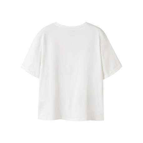 T-shirt en coton blanc à imprimé avec une coupe droite et un col rond - Image 2
