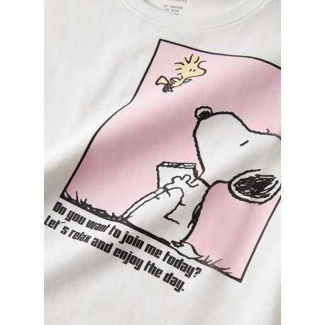 T-shirt en coton blanc à imprimé avec une coupe droite et un col rond - Image 3