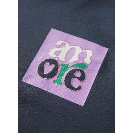 T-shirt en coton biologique marine à imprimé avec une coupe droite - Image 3