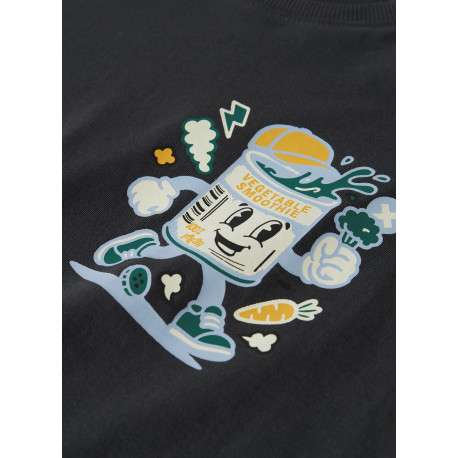T-shirt en coton biologique anthracite à imprimé avec une coupe droite - Image 3