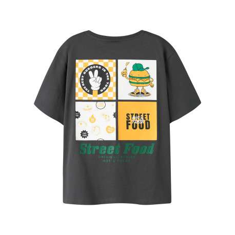 T-shirt en coton biologique anthracite à imprimé avec une coupe droite - Image 2