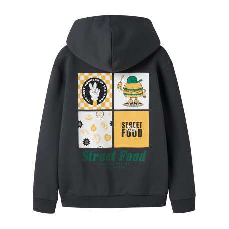 Sweat en coton biologique mélangé anthracite à imprimé avec une coupe droite - Image 2