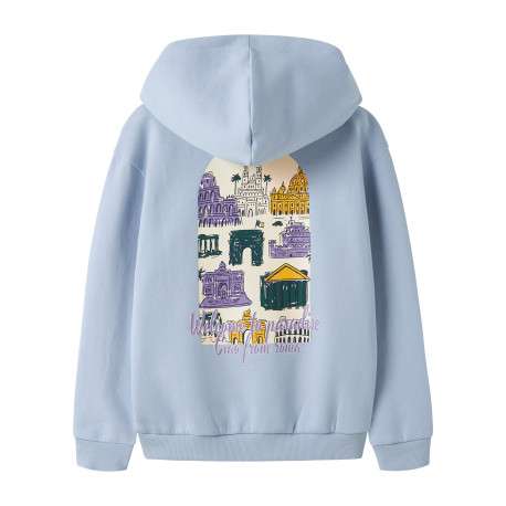 Sweat en coton biologique mélangé ciel à imprimé avec une coupe droite - Image 2