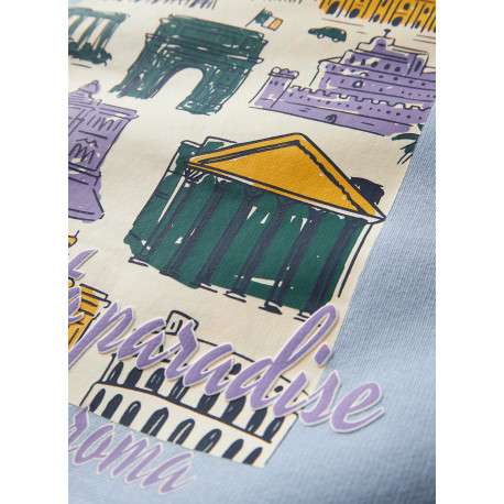 Sweat en coton biologique mélangé ciel à imprimé avec une coupe droite - Image 3
