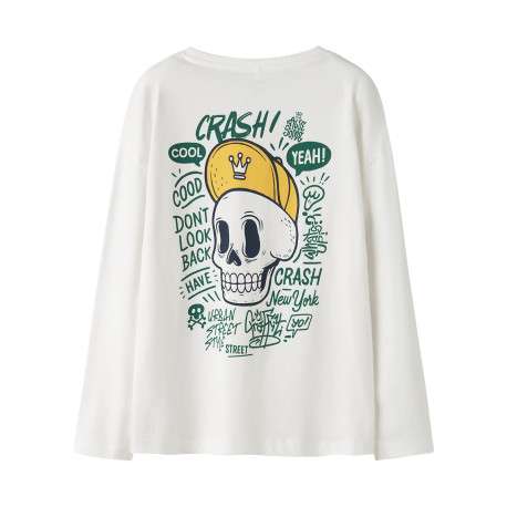T-shirt en coton biologique blanc à imprimé avec une coupe droite - Image 2