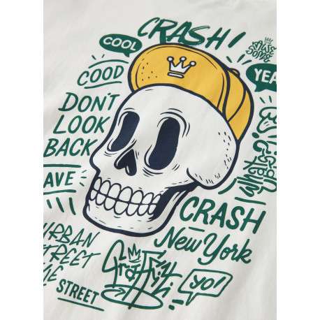 T-shirt en coton biologique blanc à imprimé avec une coupe droite - Image 3