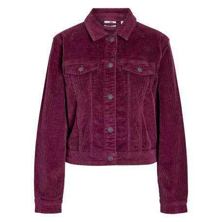 Blouson en coton prune uni à coupe droite avec un col à revers