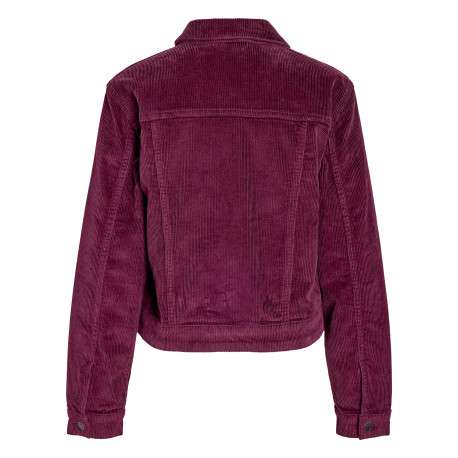 Blouson en coton prune uni à coupe droite avec un col à revers - Image 2