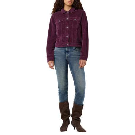 Blouson en coton prune uni à coupe droite avec un col à revers - Image 4
