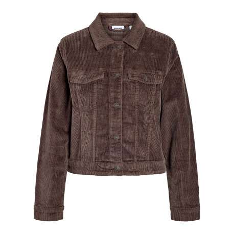 Blouson en coton marron uni muni d'une coupe droite et d'un col à revers