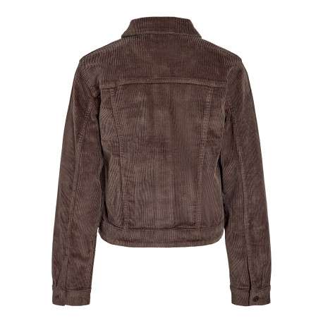 Blouson en coton marron uni muni d'une coupe droite et d'un col à revers - Image 2