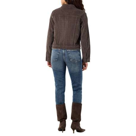 Blouson en coton marron uni muni d'une coupe droite et d'un col à revers - Image 4