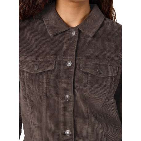 Blouson en coton marron uni muni d'une coupe droite et d'un col à revers - Image 6