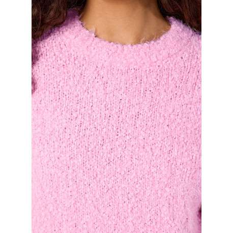 Pull rose uni à coupe droite avec un col rond et des manches longues - Image 2