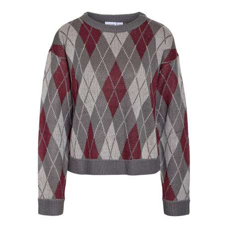 Pull multicolore à carreaux muni d'une coupe droite et de manches longues