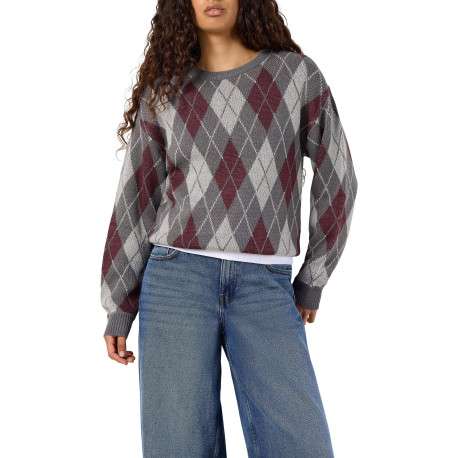 Pull multicolore à carreaux muni d'une coupe droite et de manches longues - Image 2