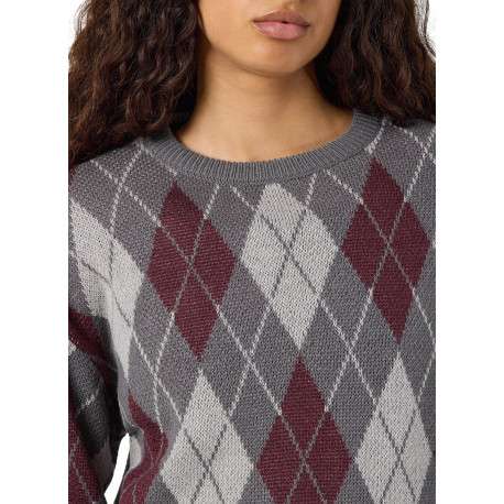 Pull multicolore à carreaux muni d'une coupe droite et de manches longues - Image 5