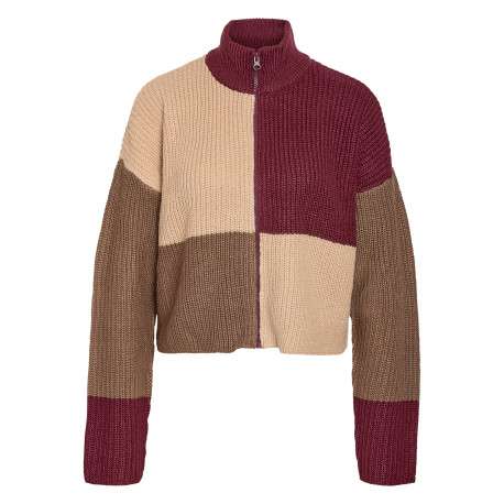Gilet multicolore à grands carreaux muni d'une coupe droite et d'un col montant