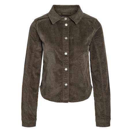 Chemisier en coton marron doté d'une coupe cintrée et d'un col à revers