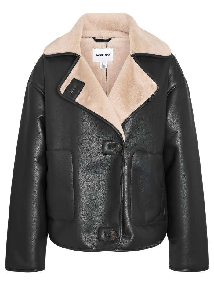 Blouson noir aviateur uni à...