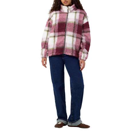 Veste multicolore à carreaux à coupe oversize dotée d'un col montant - Image 3