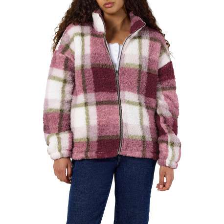 Veste multicolore à carreaux à coupe oversize dotée d'un col montant - Image 5