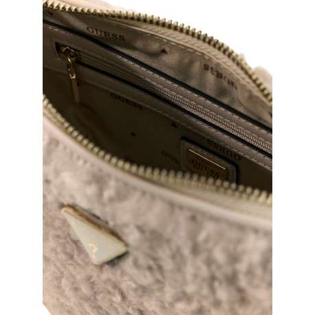 Sac à main écru uni muni d'une fermeture à zip et d'une anse ajustable - Image 3