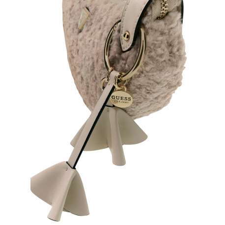 Sac à main écru uni muni d'une fermeture à zip et d'une anse ajustable - Image 5