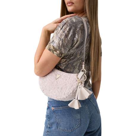 Sac à main écru uni muni d'une fermeture à zip et d'une anse ajustable - Image 7