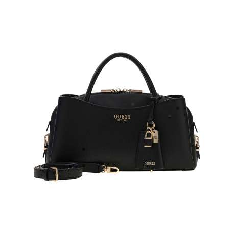 Sac porté mains noir uni muni d'une bandoulière ajustable et de deux anses - Image 6