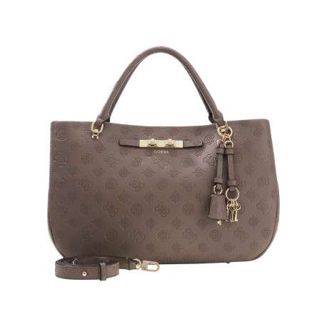 Sac porté mains taupe à motif monogramme avec une fermeture à pression - Image 5