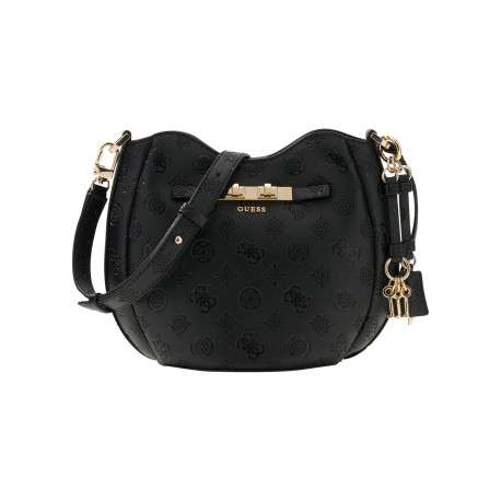 Sac à bandoulière noir à motif monogramme avec fermeture à pression
