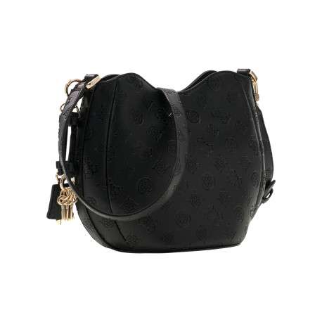Sac à bandoulière noir à motif monogramme avec fermeture à pression - Image 2