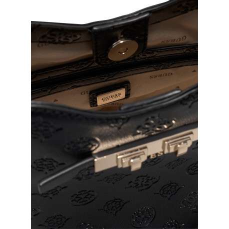 Sac à bandoulière noir à motif monogramme avec fermeture à pression - Image 4