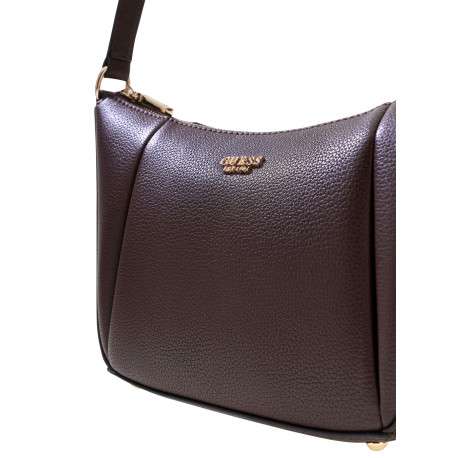 Sac marron uni à bandoulière réglable et muni d'une fermeture à zip - Image 4