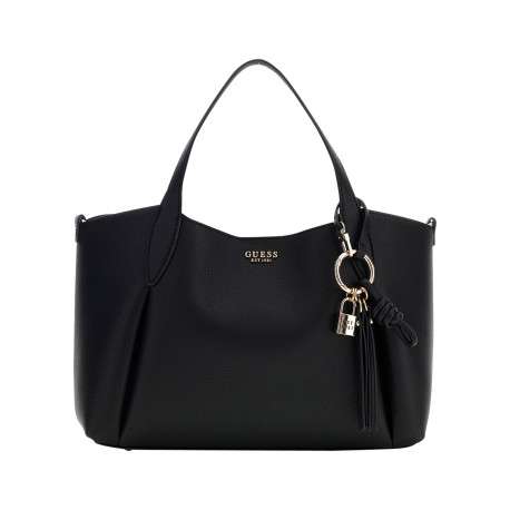 Sac porté mains noir uni pourvu d'une fermeture à pression
