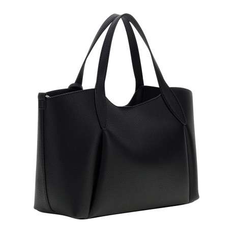 Sac porté mains noir uni pourvu d'une fermeture à pression - Image 2