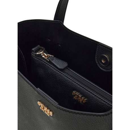 Sac porté mains noir uni pourvu d'une fermeture à pression - Image 3