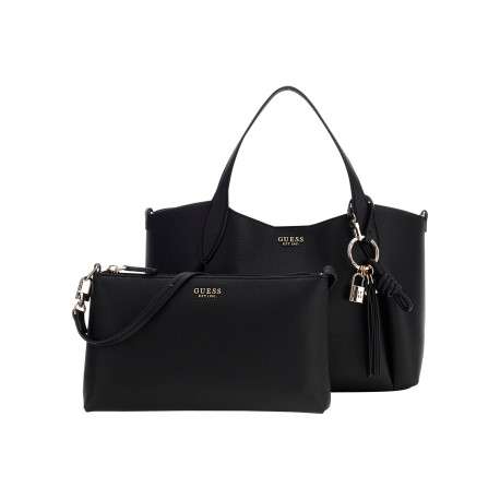 Sac porté mains noir uni pourvu d'une fermeture à pression - Image 4