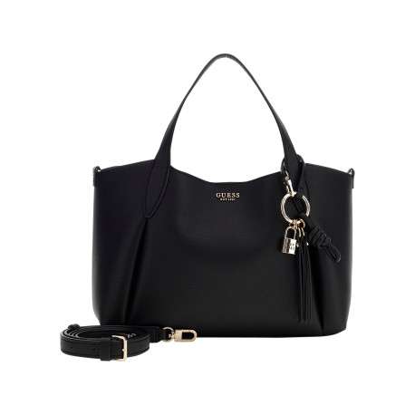 Sac porté mains noir uni pourvu d'une fermeture à pression - Image 6