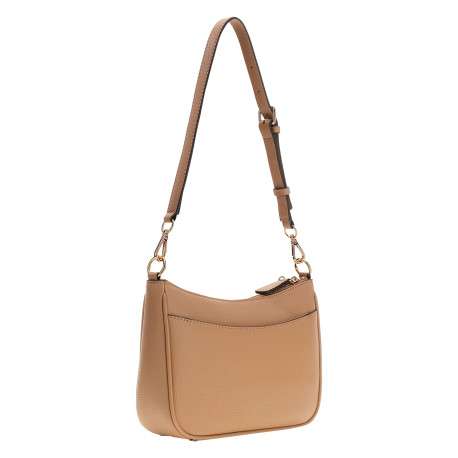 Sac à main porté épaule caramel uni muni d'une fermeture à zip - Image 2