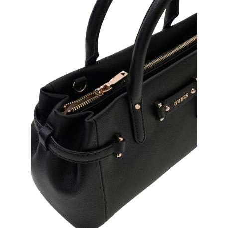 Sac porté mains noir uni muni d'une bandoulière et de deux anses - Image 3